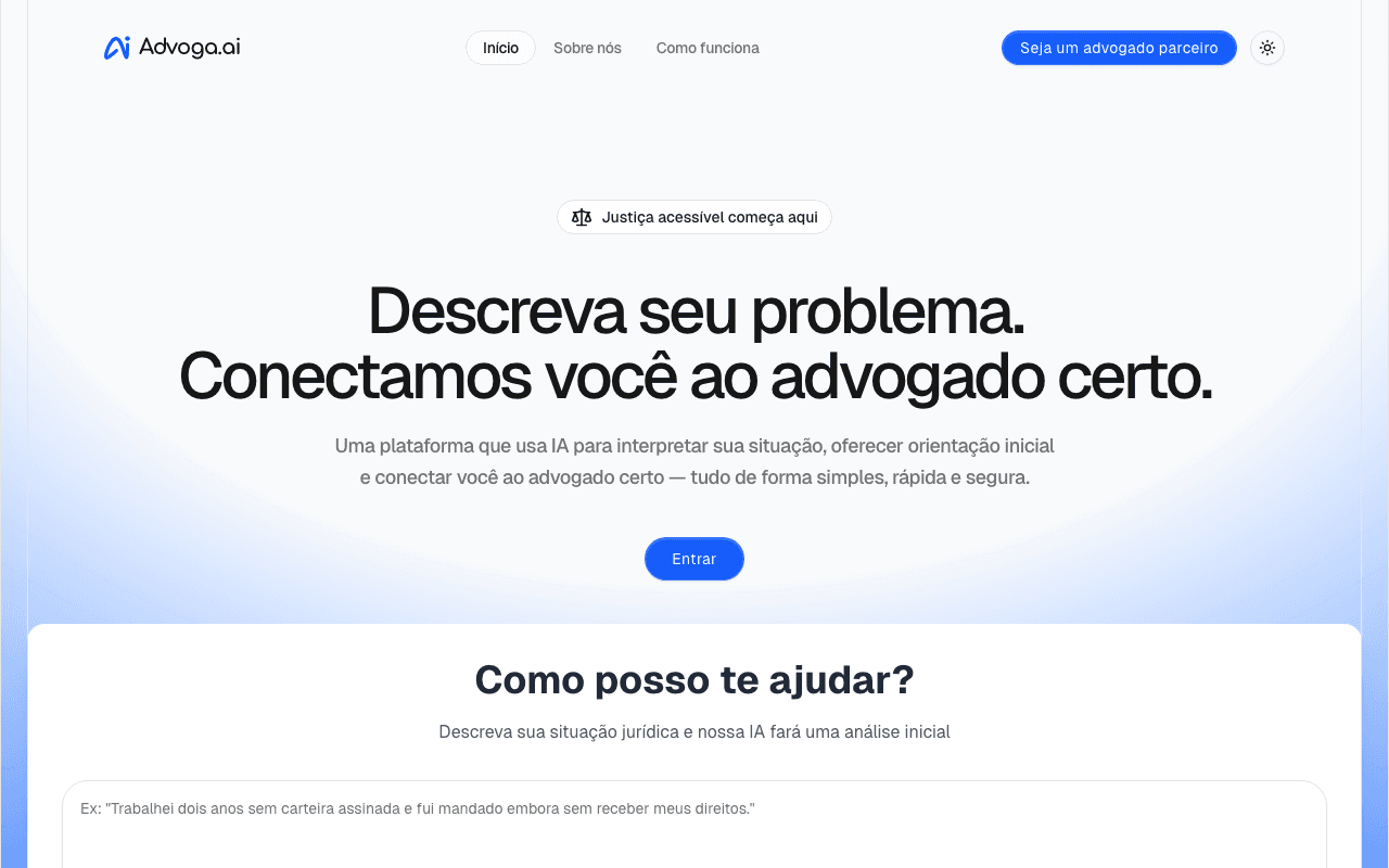 Site do projeto Advoga.ai
